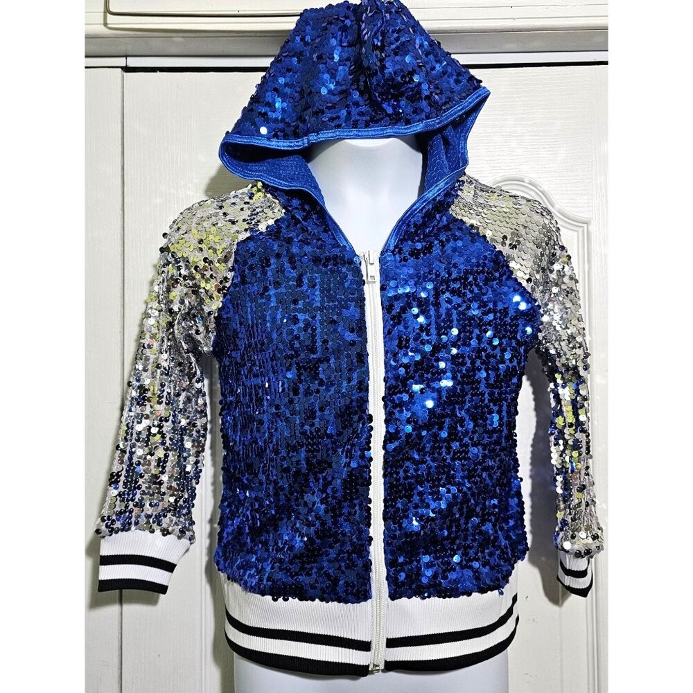 Weissman Sequin Hoodie Dance Jacket Ain't Your Mama Blue Silver Hip Hop Jazz